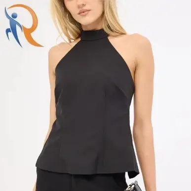 Beck Buckle Halter Top Black 1