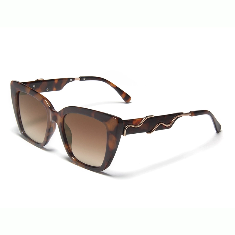 S77284 Bold Cat Eye Sunglasses with Wave Metal Accents Womens Polarized UV400 OEM/ODM Fashion Wholesale Brand Women Designer Luxury Sunglasses 1