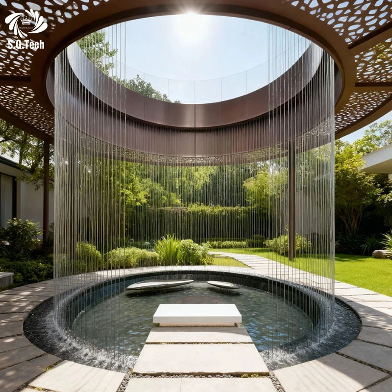Water Crown Durable Metal Frame Nylon Lines Outdoor Decoration String Water Curtain 1