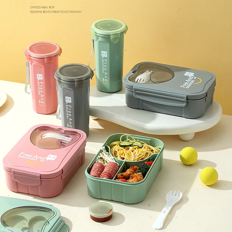 Hongxing Microwave Safe Lunch Box Containers, Three-Compartment Fresh-Keeping Lunch Box Set 1