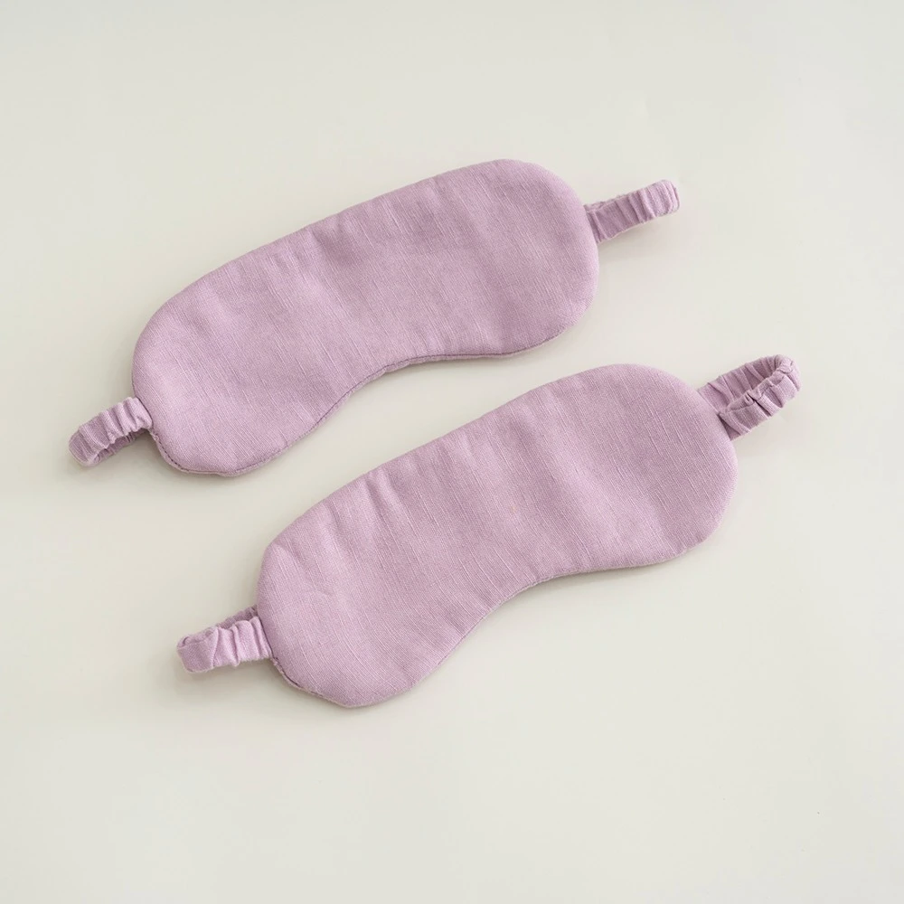 Pure French Linen Sleeping Eye Mask Light Purple Blindfold With Elastic Band 1