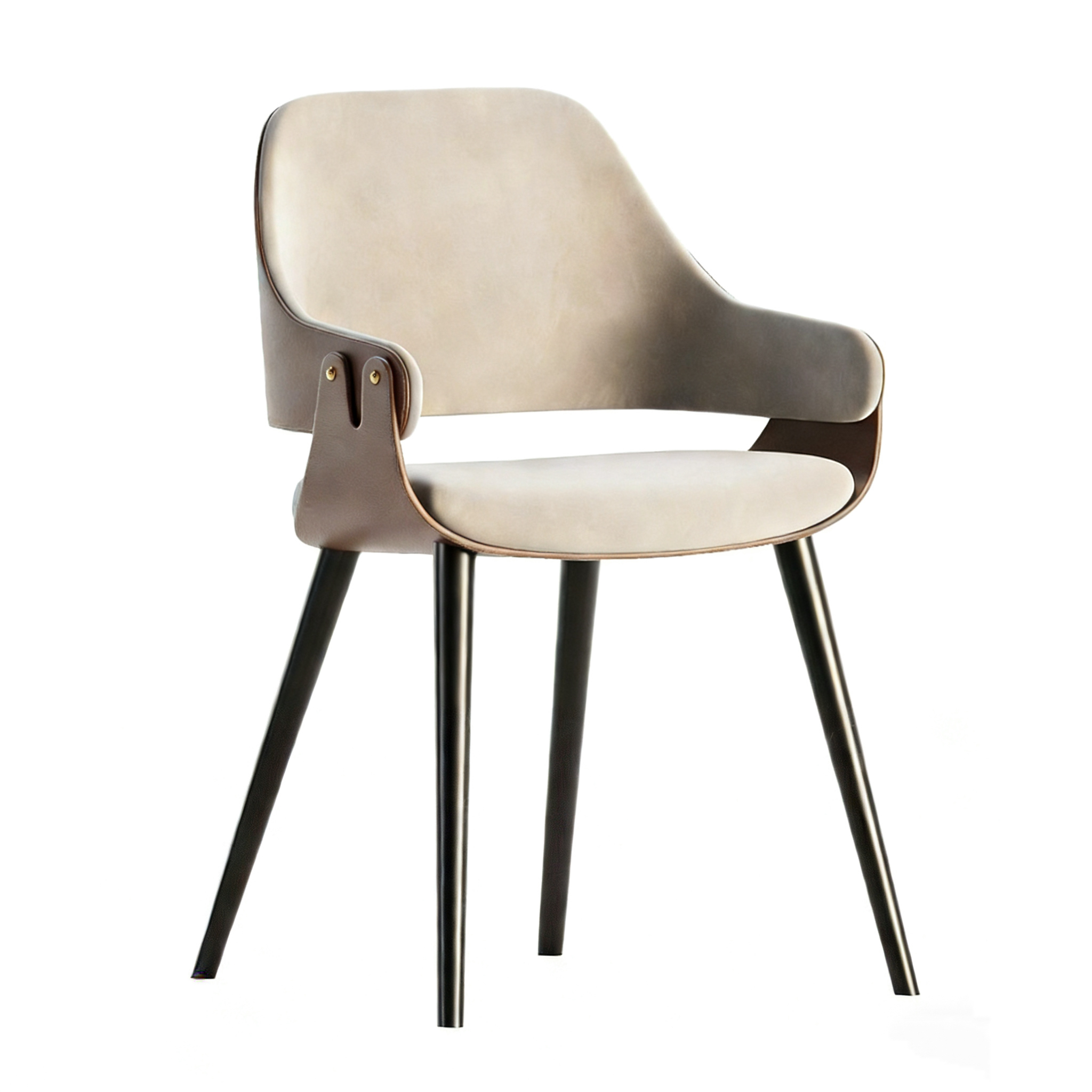 Hotel Arm Dining Chair - Velvet & Leather with Brass Accents | Luxury Modern Hotel Dining Furniture D-1006 1