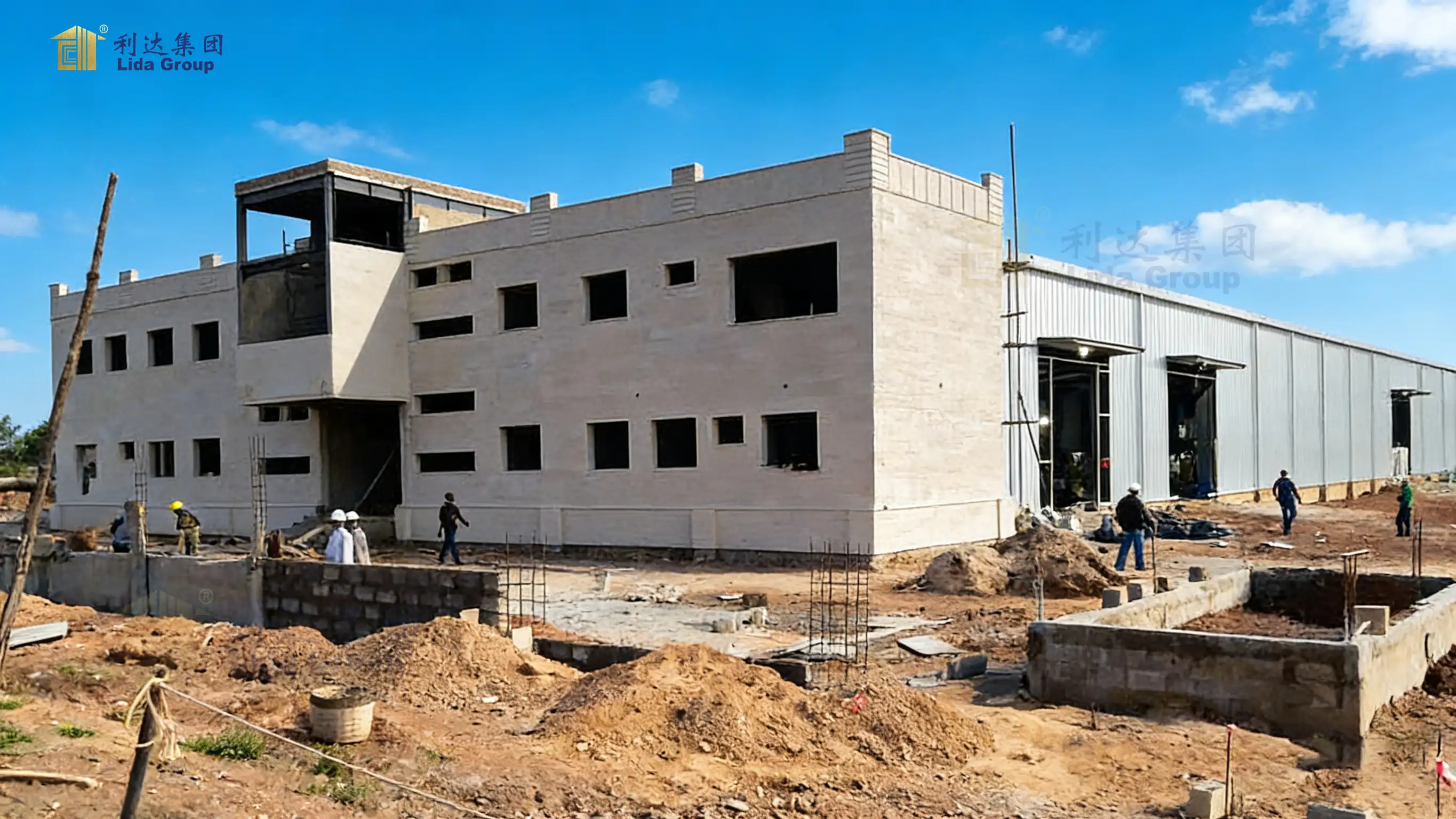 Edificio con estructura de acero, almacén rentable, diseño industrial moderno. 1