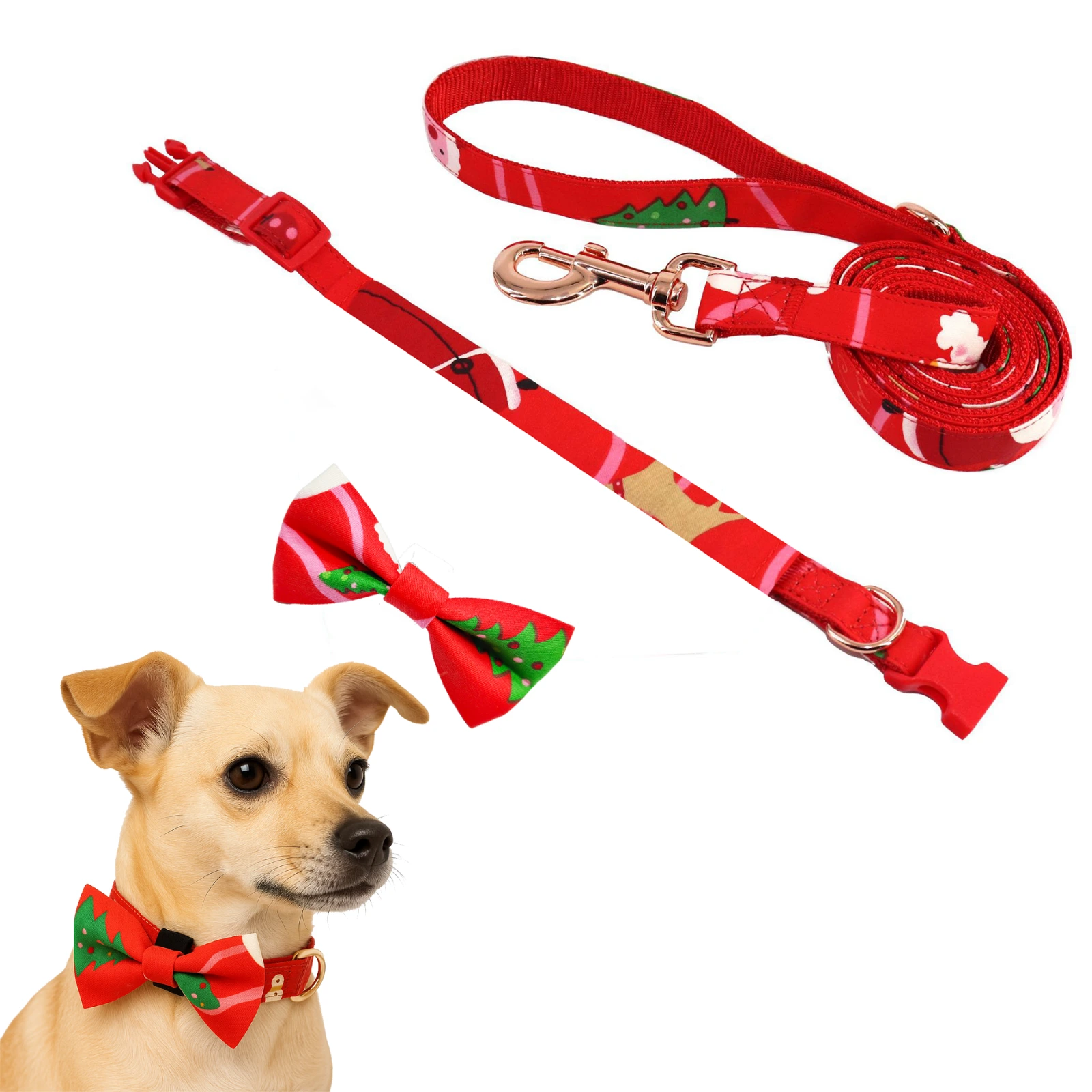 Dog Collar and Leash Set - Adjustable Nylon Holiday Collar with Quick Release Buckle 1