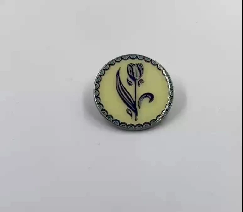 Custom Iron Hard Enamel Lapel Pin with Blast Painted Back and Butterfly Clasp 1