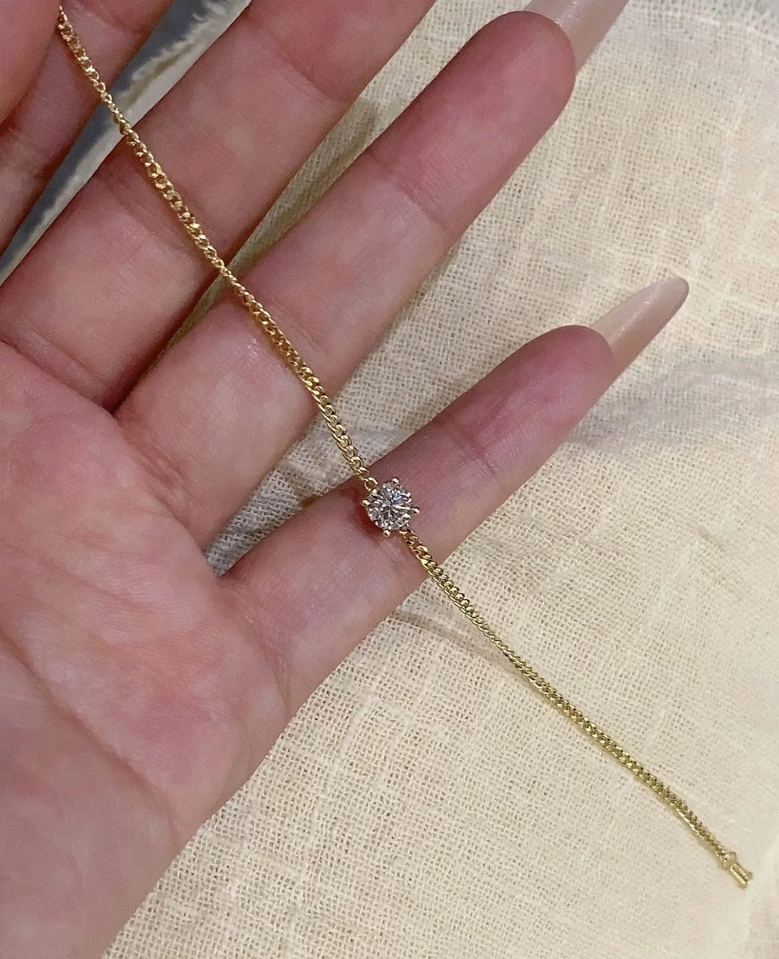 18K Yellow Gold Round Brilliant Cut Lab-Grown Diamond Bracelet 1