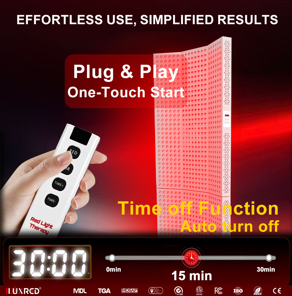 iLXURED X7000-1 High Irradiance infrared red light therapy panel With Rolling Stand For Muscle Recovery Full Body Pain Relief 8