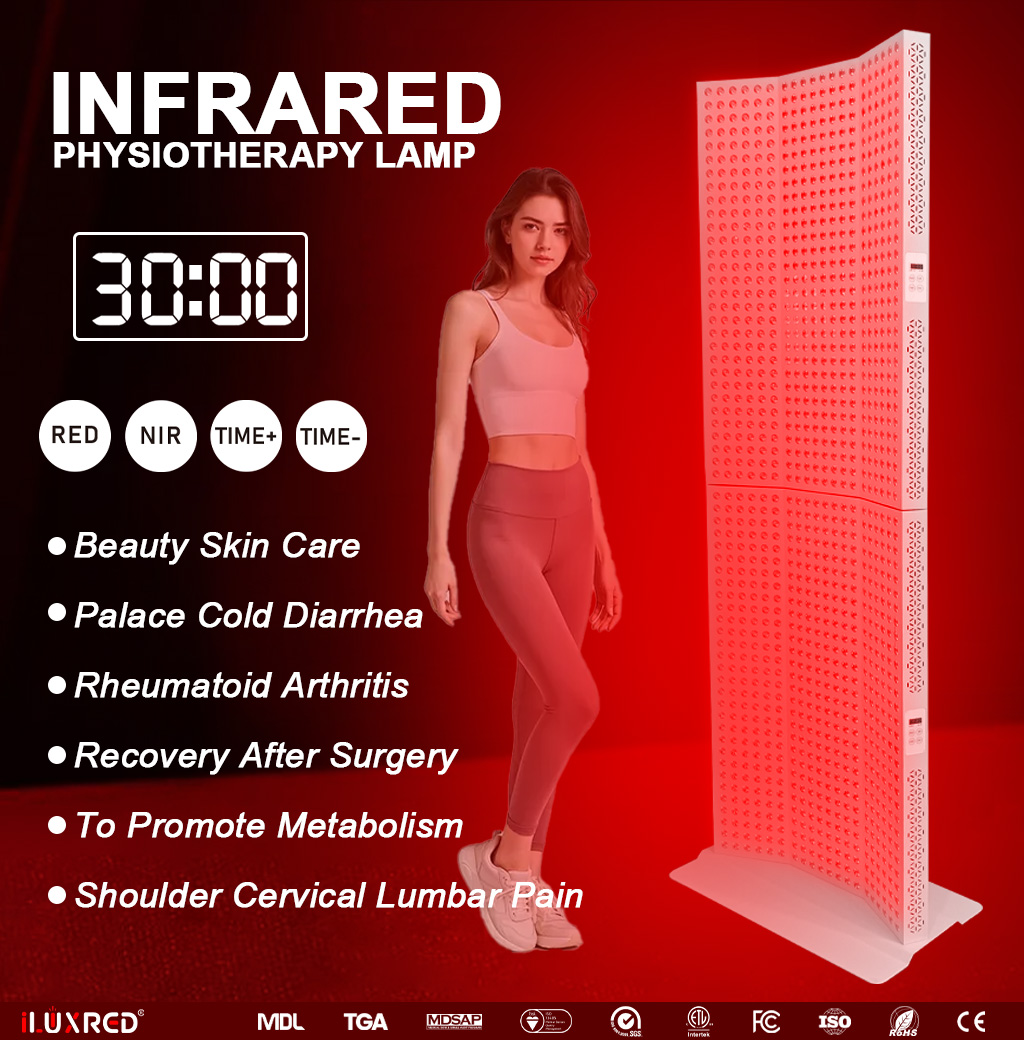 iLXURED X7000-1 High Irradiance infrared red light therapy panel With Rolling Stand For Muscle Recovery Full Body Pain Relief 7