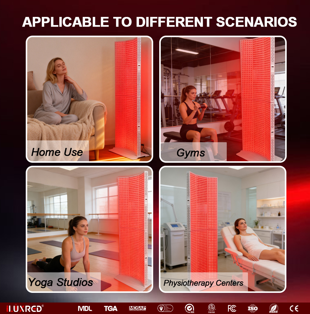 iLXURED X7000-1 High Irradiance infrared red light therapy panel With Rolling Stand For Muscle Recovery Full Body Pain Relief 11