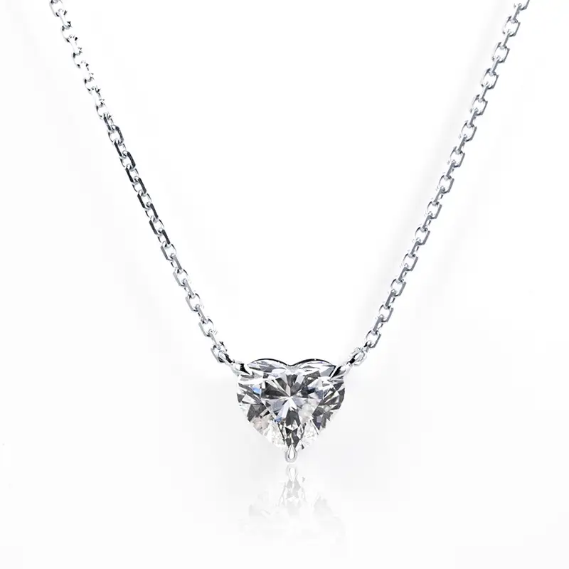 Collar de oro de 9 quilates MSR-621 con diamantes cultivados en laboratorio de 1 quilates en forma de corazón, joyería Messi 1