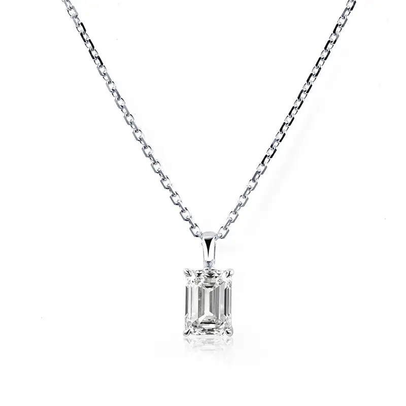 MSR-953   9K gold necklace  1CT emerald cut Lab Grown Diamond necklace  Messi Jewelry 1