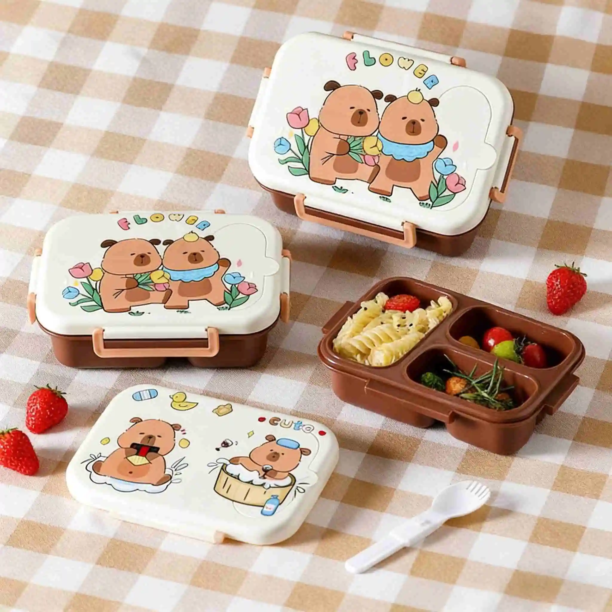 HongXing Cute Guinea Pig Bento Box | Large Compartment Leak-Proof Lunch Box Set 1