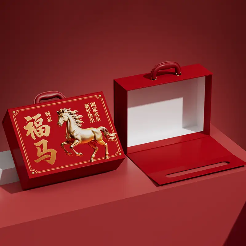 علبة هدايا طعام مصنوعة من مواد معاد تدويرها، هيكل صلب، نقش بارز، طلاء بالأشعة فوق البنفسجية - أحمر إبداعي. الشركة المصنعة تقدم خدمة تخصيص الدفعات. 1