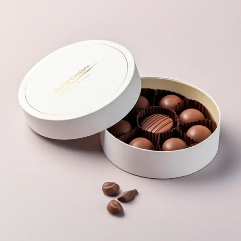 علب كرتونية مخصصة لتغليف الشوكولاتة، علب ورقية دائرية للبسكويت، علب صغيرة بيضاء للهدايا 1