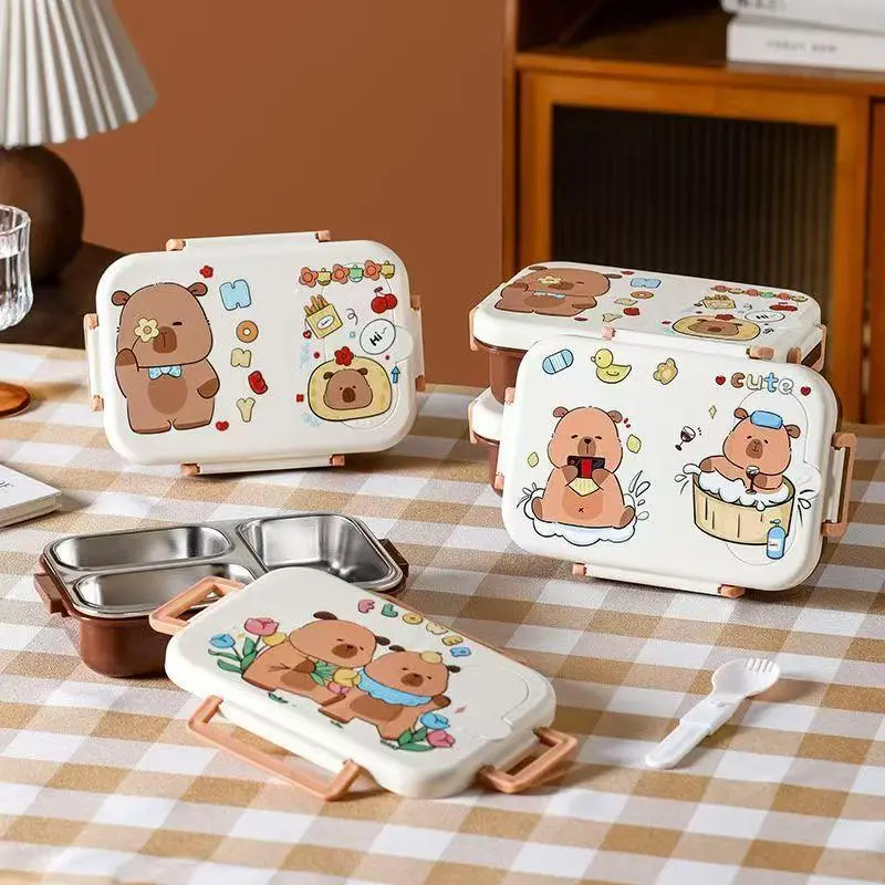 HongXing Cute Guinea Pig Stainless Steel Lunch Box | Insulated Compartment Tiffin for Kids 1