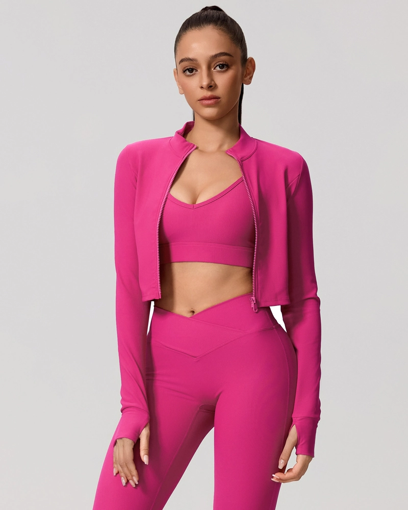 Running Jacket Women Solid-Colour Zip-Up Long-Sleeved Top Customisation Available XTWT7005 1