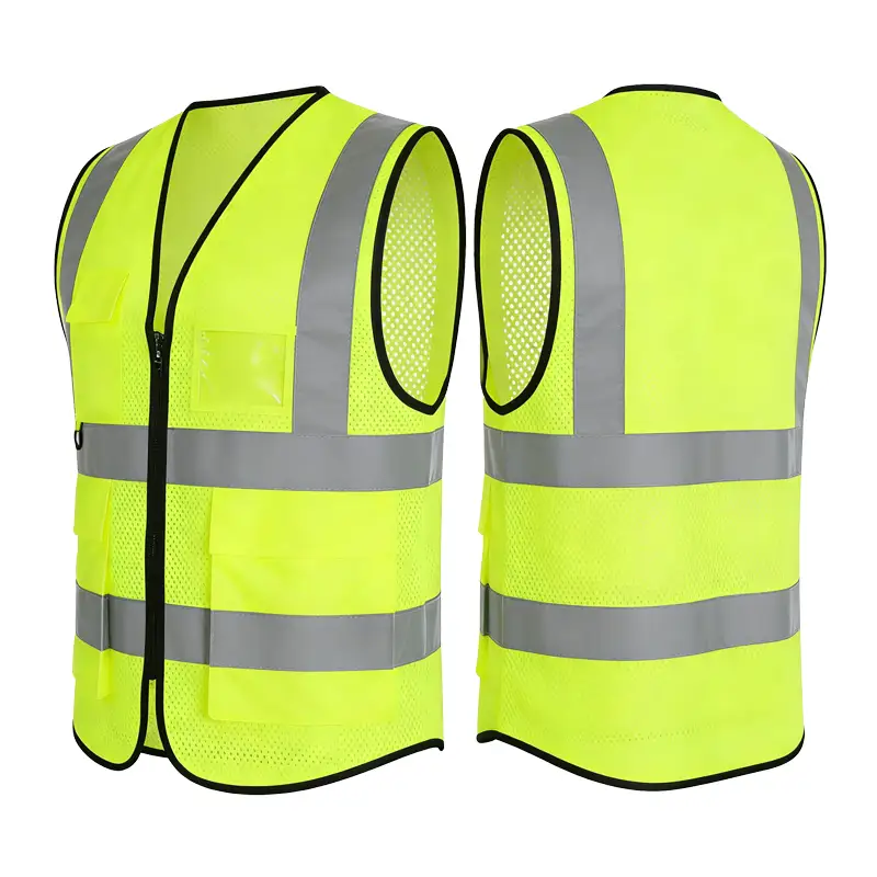 Chaleco reflectante de seguridad de alta visibilidad personalizado para trabajos de construcción en exteriores. 1