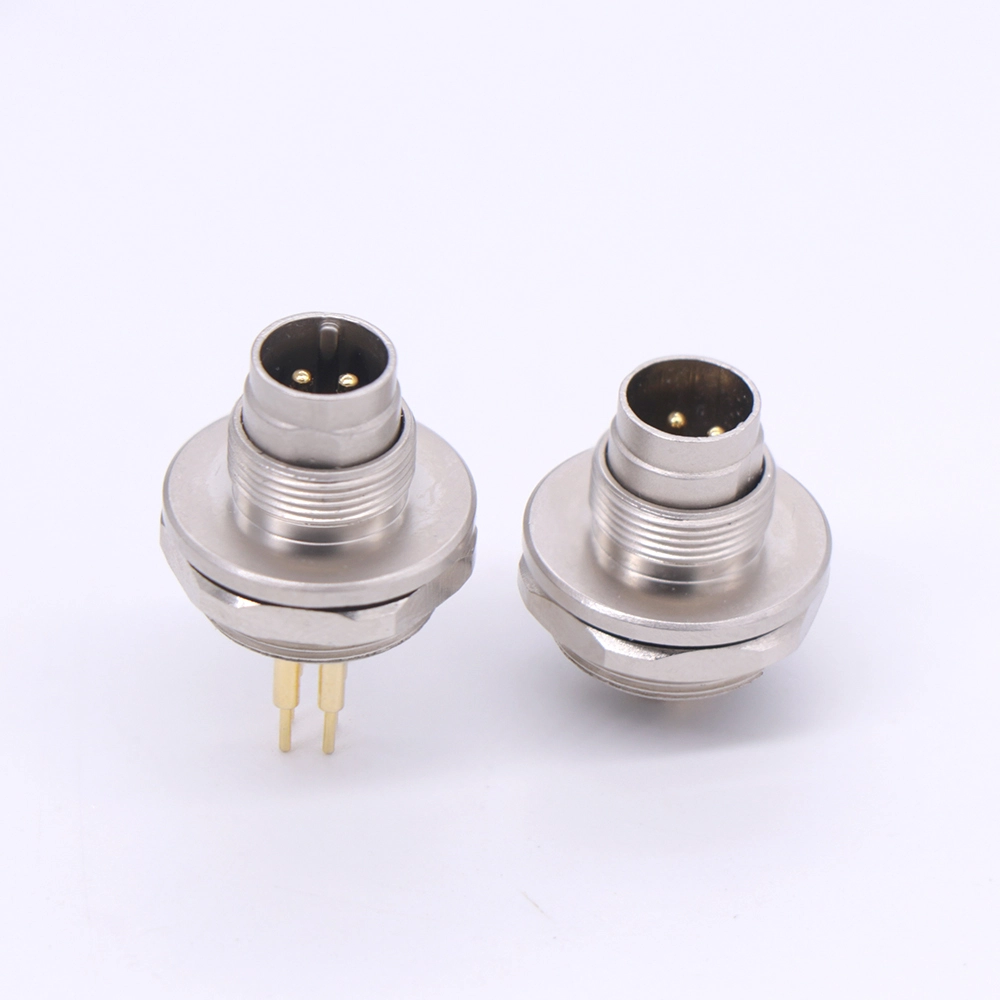 M9F9 circular metal plate front-locking aviation socket, solded/PCB 1