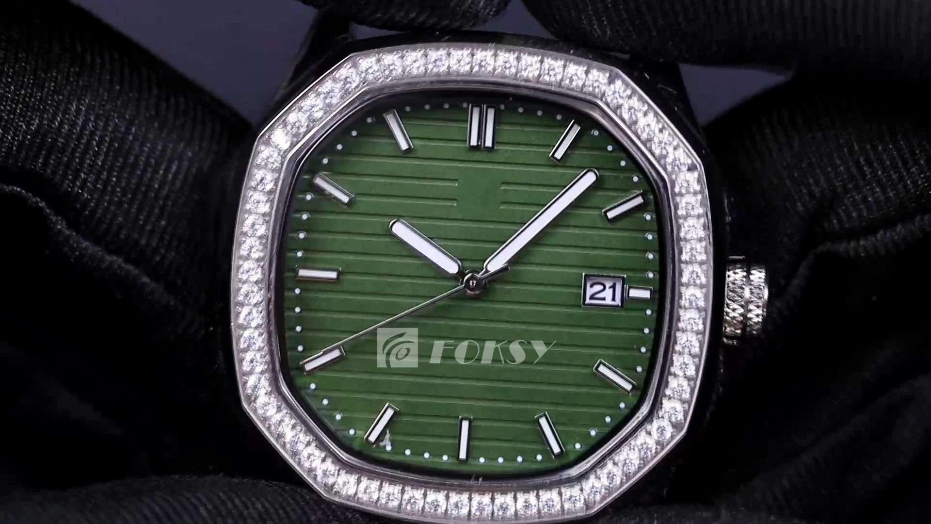 Custom Men Watch Quartz Watch Diamond Bezel Octagonal Stainless Steel 5ATM Date Luminous 573-7-1001 1