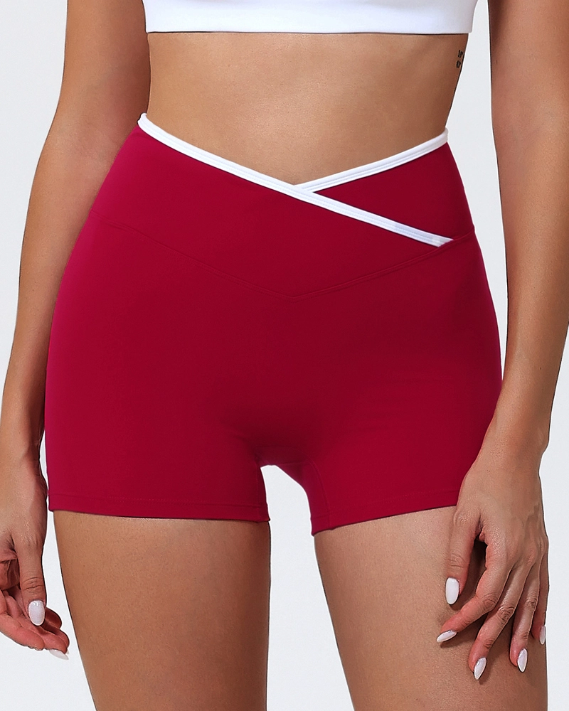 Womens Soccer Shorts Cross-Over High-Waisted Colour-Blocked Trim Customization XTDK66606 1