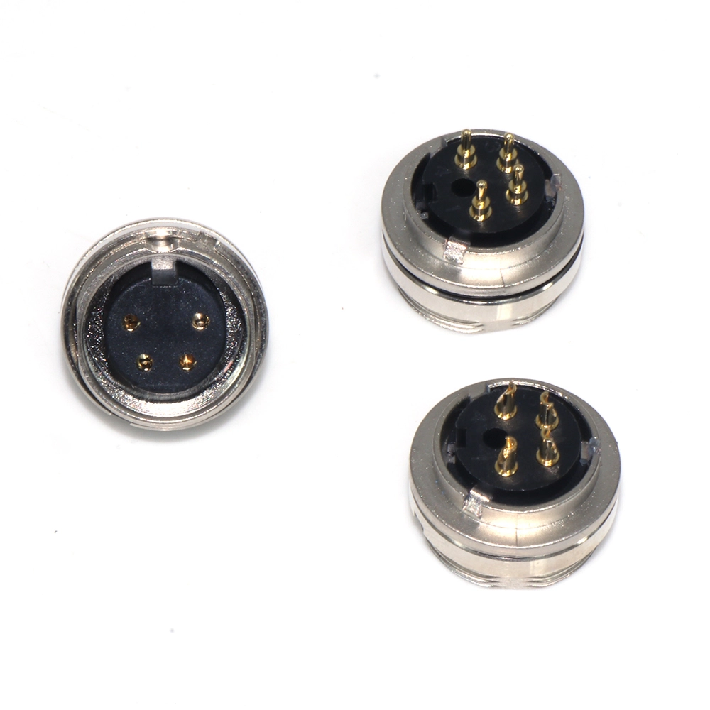 M16F circular metal plate front-locking aviation socket, soldered/PCB 1