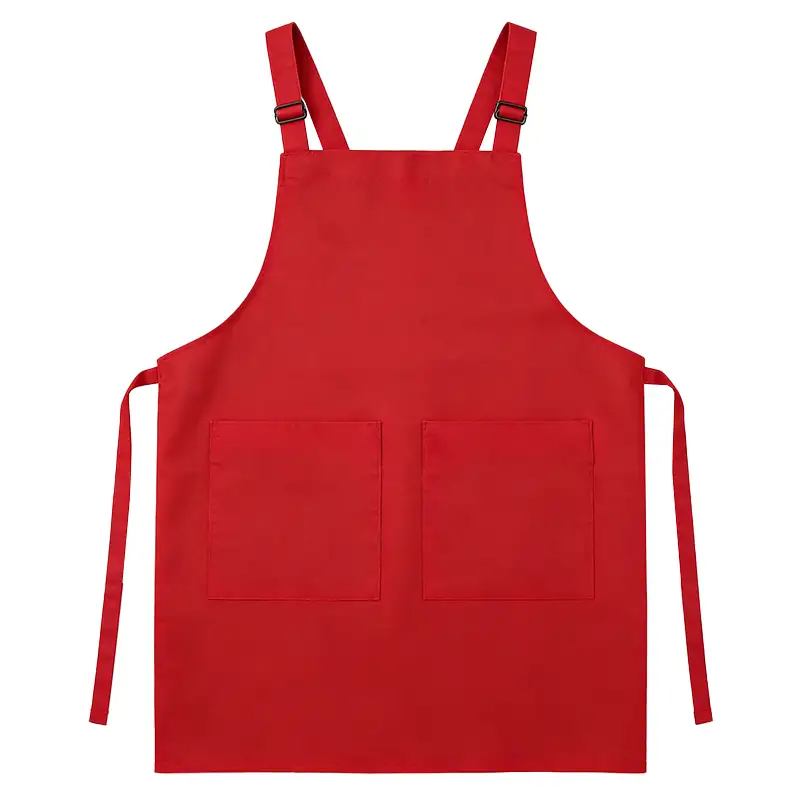 Customisable Adjustable Catering Apron with Double Pockets and Suspender Straps 1