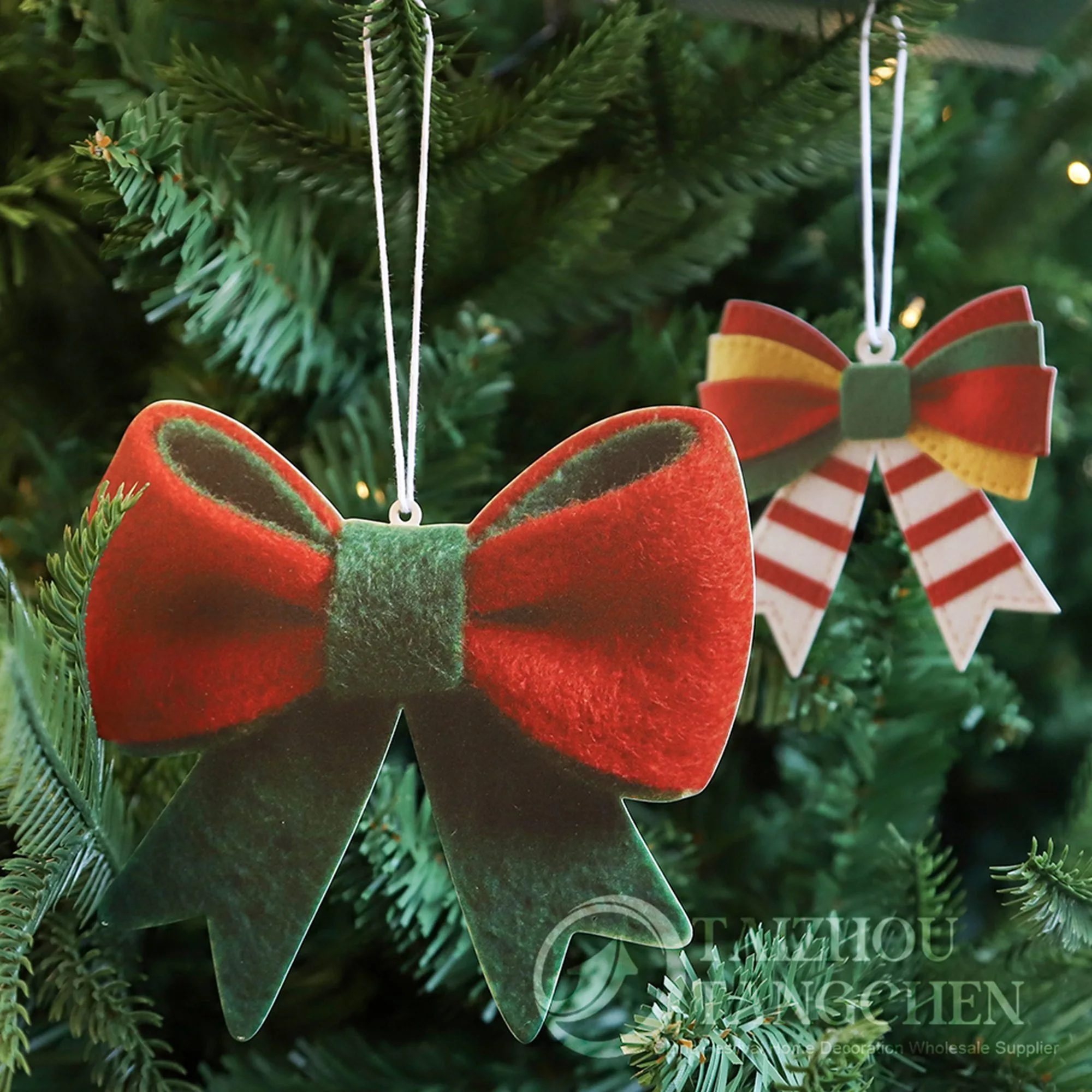 Christmas Metal Bow Hanging Ornament – Custom Color Tin Bow Decoration for Tree & Holiday Display 1