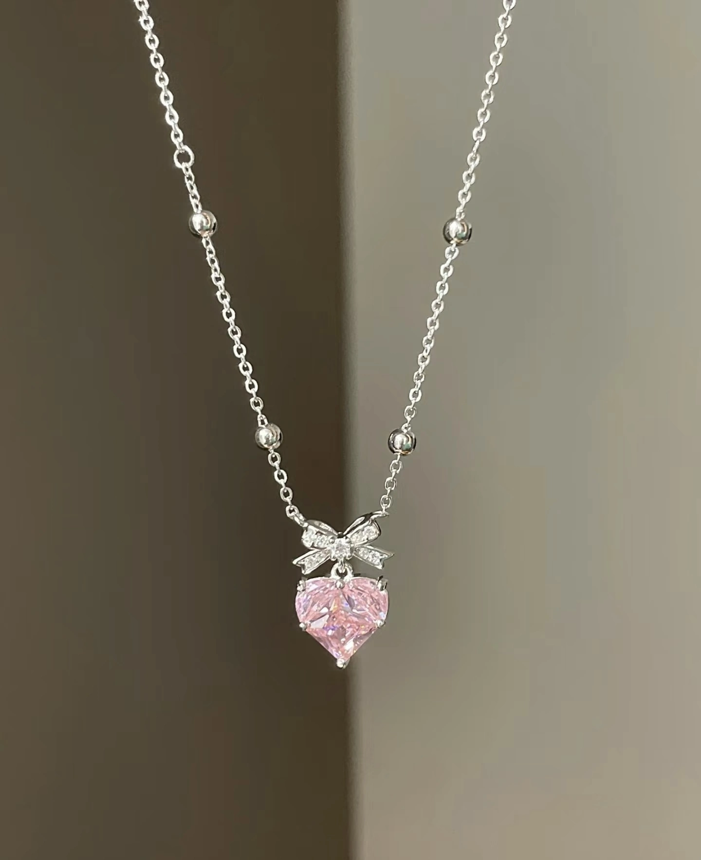 Fancy Intense Pink Lab Grown Heart Shaped Lab Grown Diamond Adorable Necklace 1