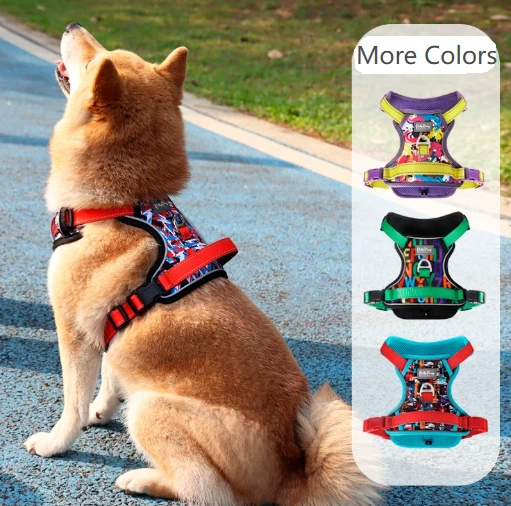 Reflektierendes Hundegeschirr – 360°-Sichtbarkeit, Neopren-gepolsterter Griff, Schnellverschluss, robuste D-Ringe aus Metall, 4-Punkt-Verstellmöglichkeit für kleine bis mittelgroße Hunde 1