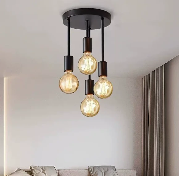 Wrought Iron Ceiling Light Restaurant Minimalist Living Room Cafe Pendant Lamp 1