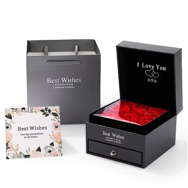علب هدايا فاخرة لعيد الحب، تغليف قابل للتخصيص، علبة هدايا وردة "أحبك"، علب أنيقة للزهور 1