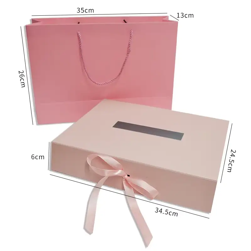 علبة هدايا قابلة للطي مصنوعة من ورق مقوى قابل لإعادة التدوير، مزودة بإغلاق مغناطيسي وشريط بلمسة نهائية غير لامعة 1