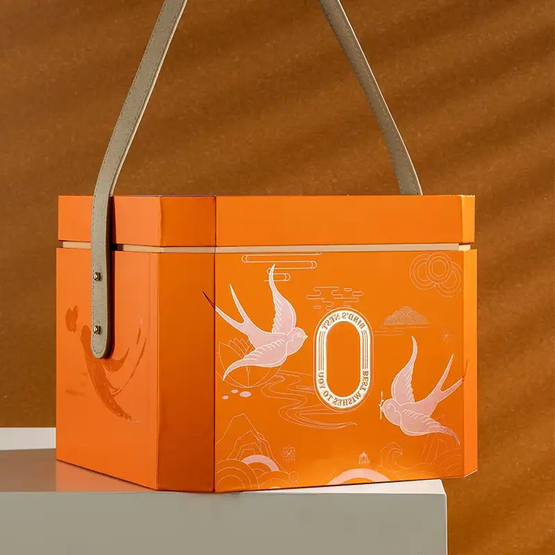 علبة هدايا كرتونية صلبة محمولة قابلة للتخصيص للبسكويت والوجبات الخفيفة، تصميم إبداعي، بطانة إسفنجية، نقش بارز، تغليف غير لامع 1