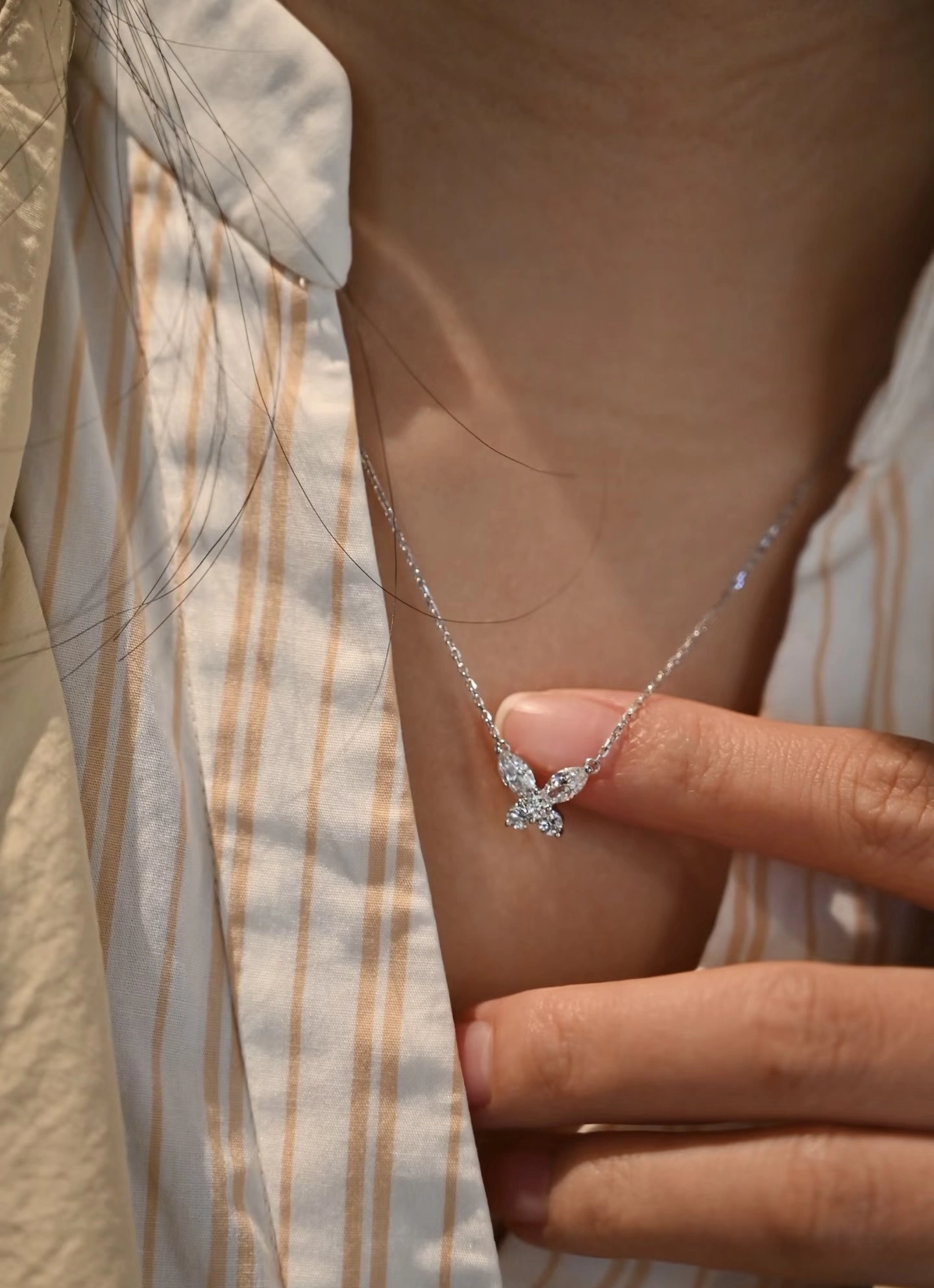 18K Lab Diamond Necklace 1.8ct Marquis Necklace Butterfly personalized necklace with IGI certification 1