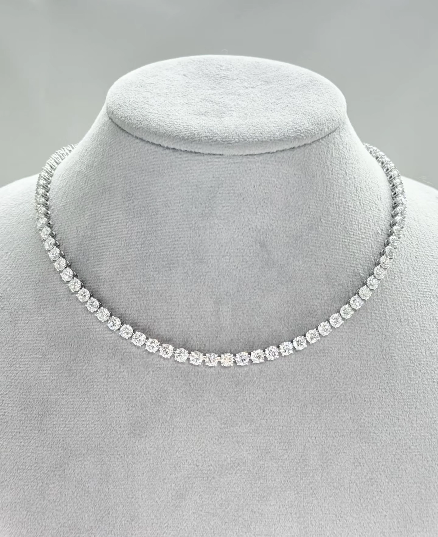 18K White Gold Lab Diamond Necklace 26.74ct Tennis Necklace Luxurious Custom Necklace 1