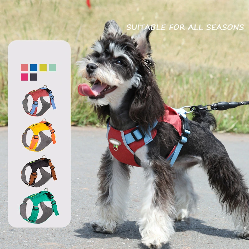 Wasserdichte, reflektierende Hundegeschirrweste mit Tasche – Verstellbares Anti-Zug-Design, leicht und atmungsaktiv, zwei D-Ringe, Reißverschlusstasche für Kotbeutel/Snacks für kleine/mittelgroße/große Hunde 1