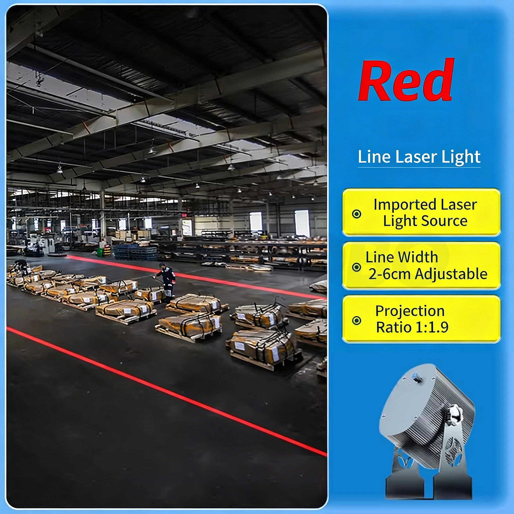 Industrial Red Line Laser Projector, 2-6cm Adjustable Line Width for Workshop Boundary & Safety Warning 1