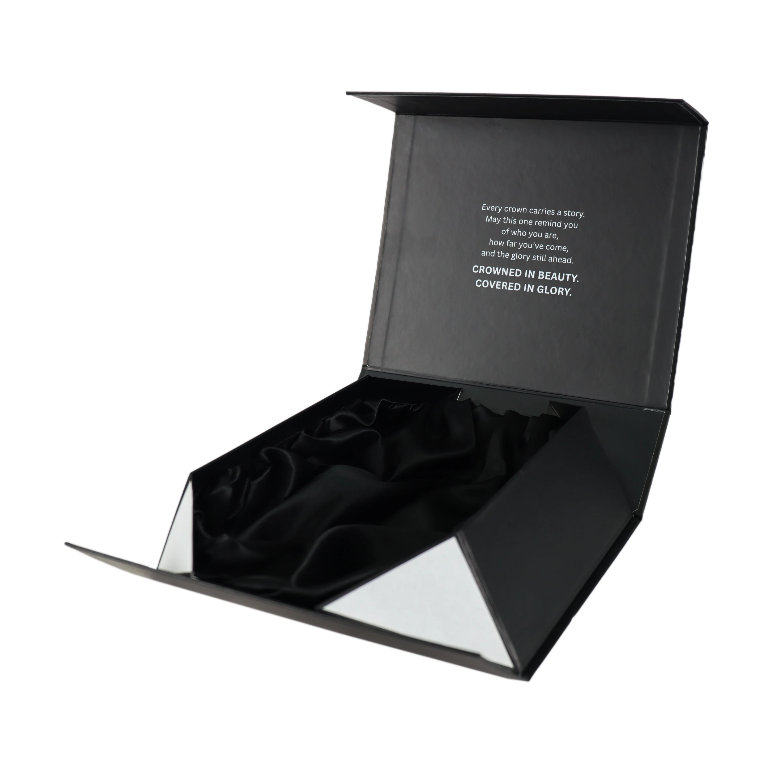 Caja rígida magnética - Logotipo grabado con inserto de seda para regalos plegables premium - Packshion Packaging 1