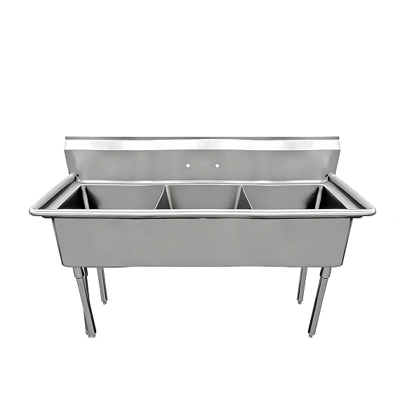 Kaesid Heavy-Duty Triple Bowl Commercial Kitchen Sink | Customizable Stainless Steel Sink for Professional Kitchens 1