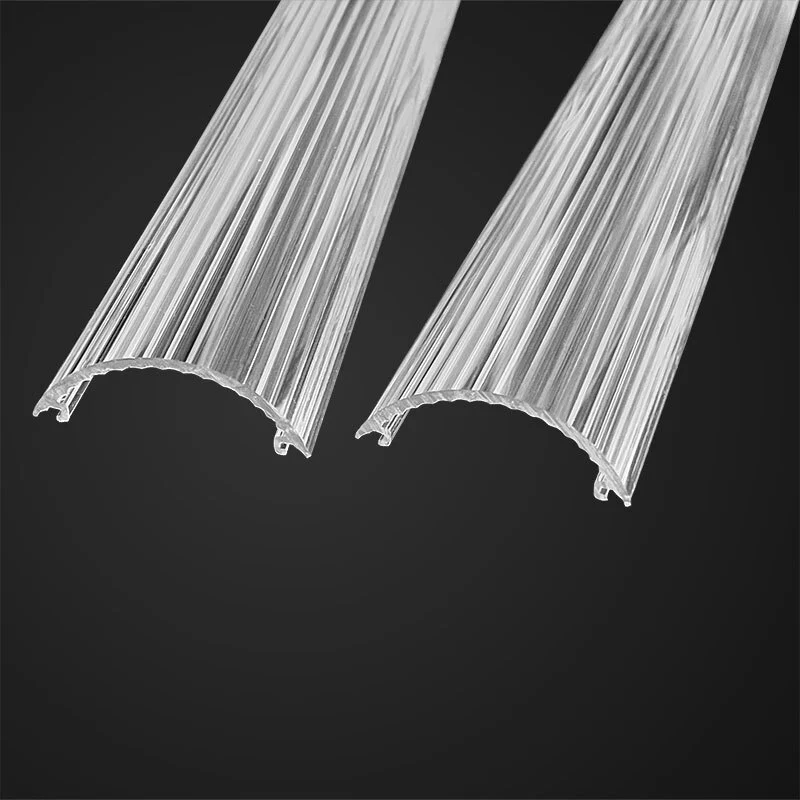 Bespoke Plastic Profiles Pmma Acrylic Clear Transparency Inner Stripes Led Linear Profiles Diffuser Cover for Lighting Cover 1