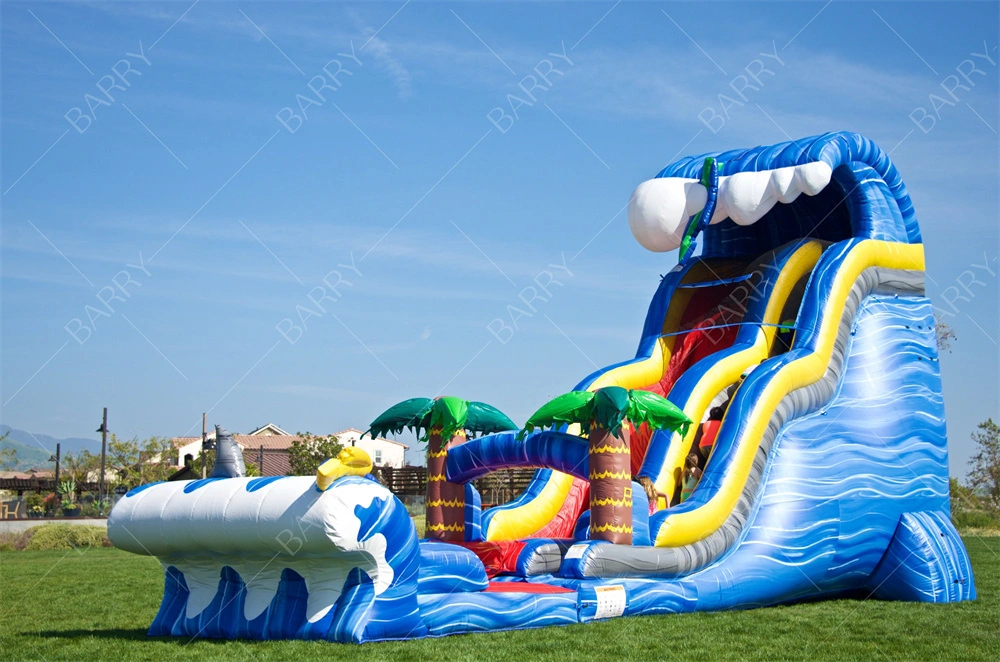 24ft Shark Sighted Dual Lane Inflatable Water Slide 1