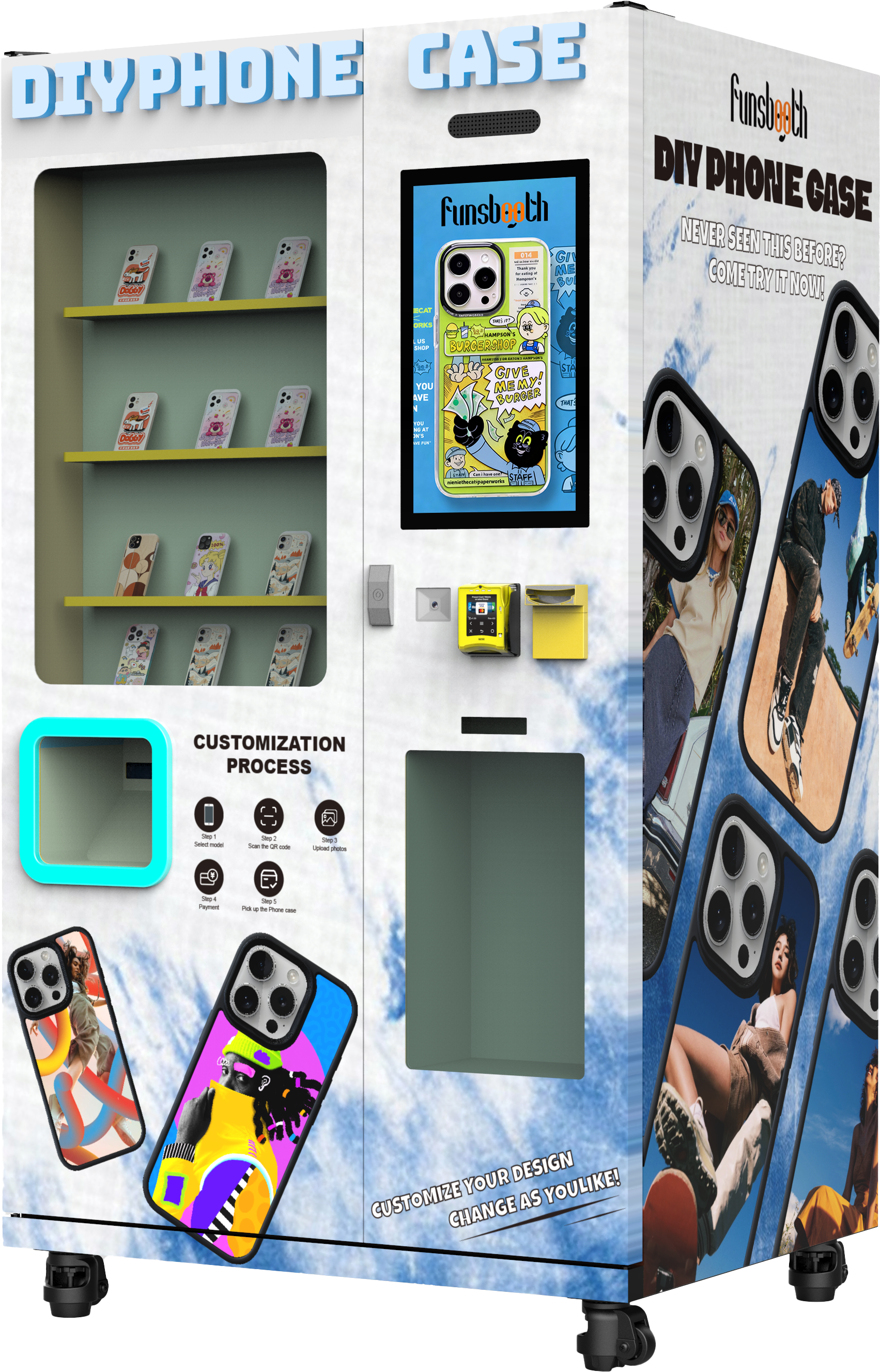Tragbarer Mini-DIY-Handyhüllen-Verkaufsautomat – kompakt und platzsparend, geeignet für stark frequentierte Bereiche auf kleinem Raum, kostengünstiges Unternehmertum 3