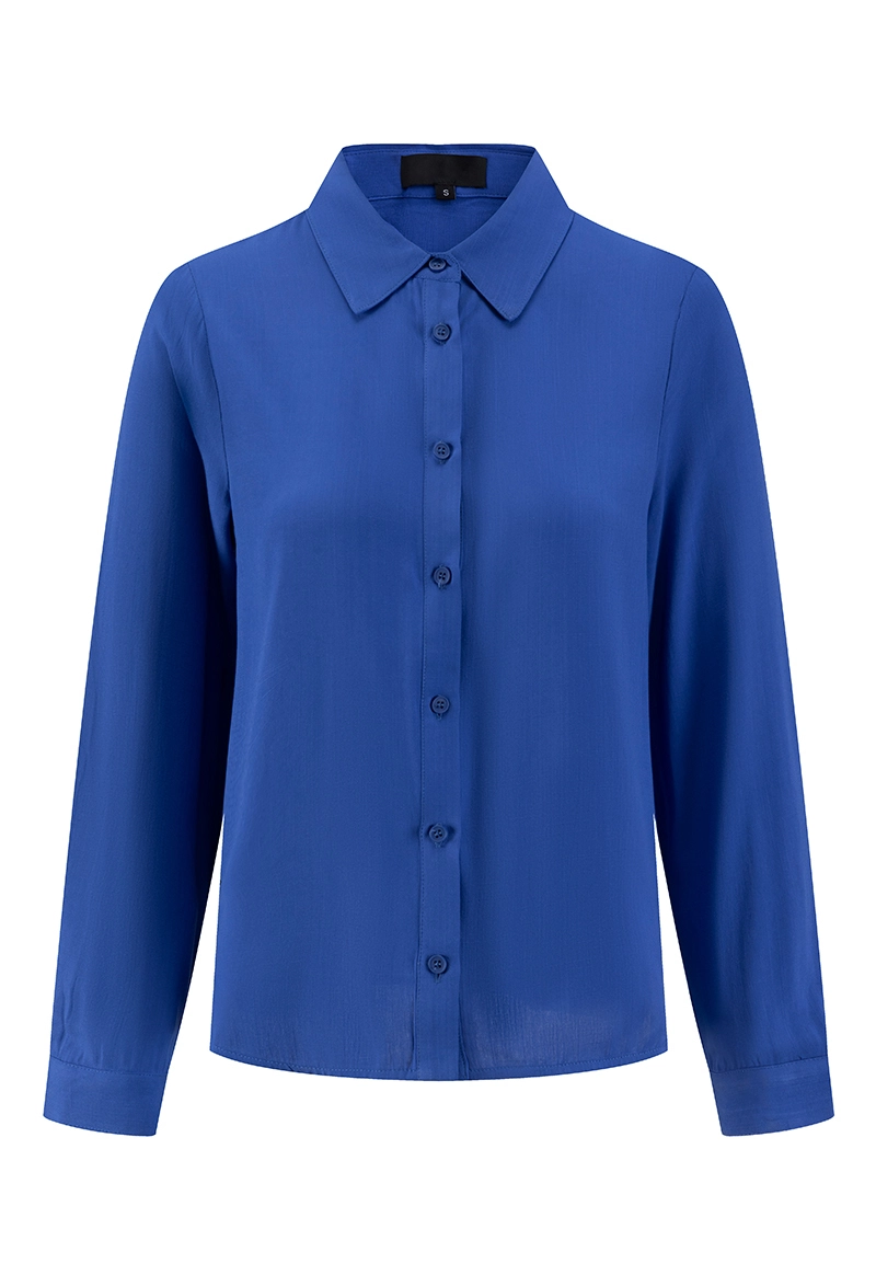 Royal Blue Collared Button-Front Long-Sleeve Shirt Vepeen Apparel 1