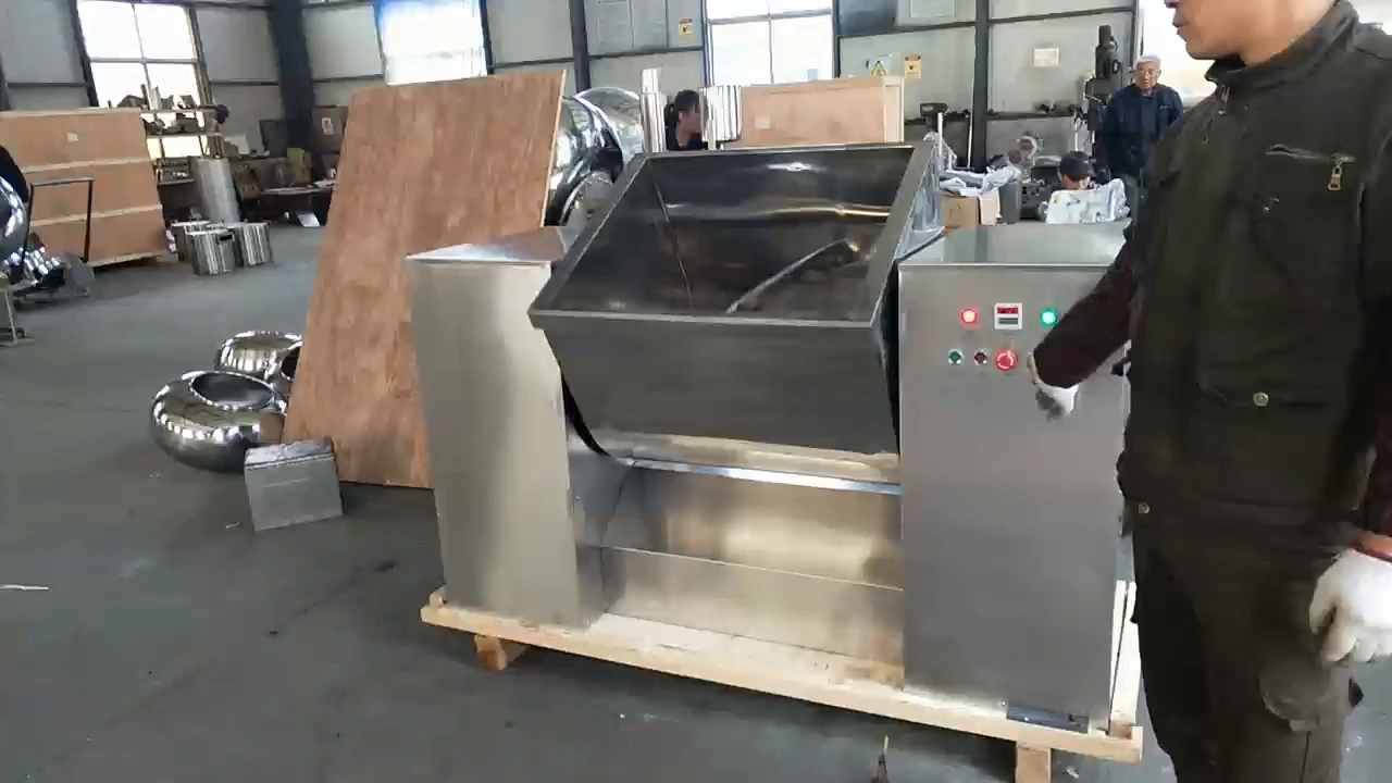 Anti-settling mixing design, suitable for mixing high specific gravity materials, trough mixer 1