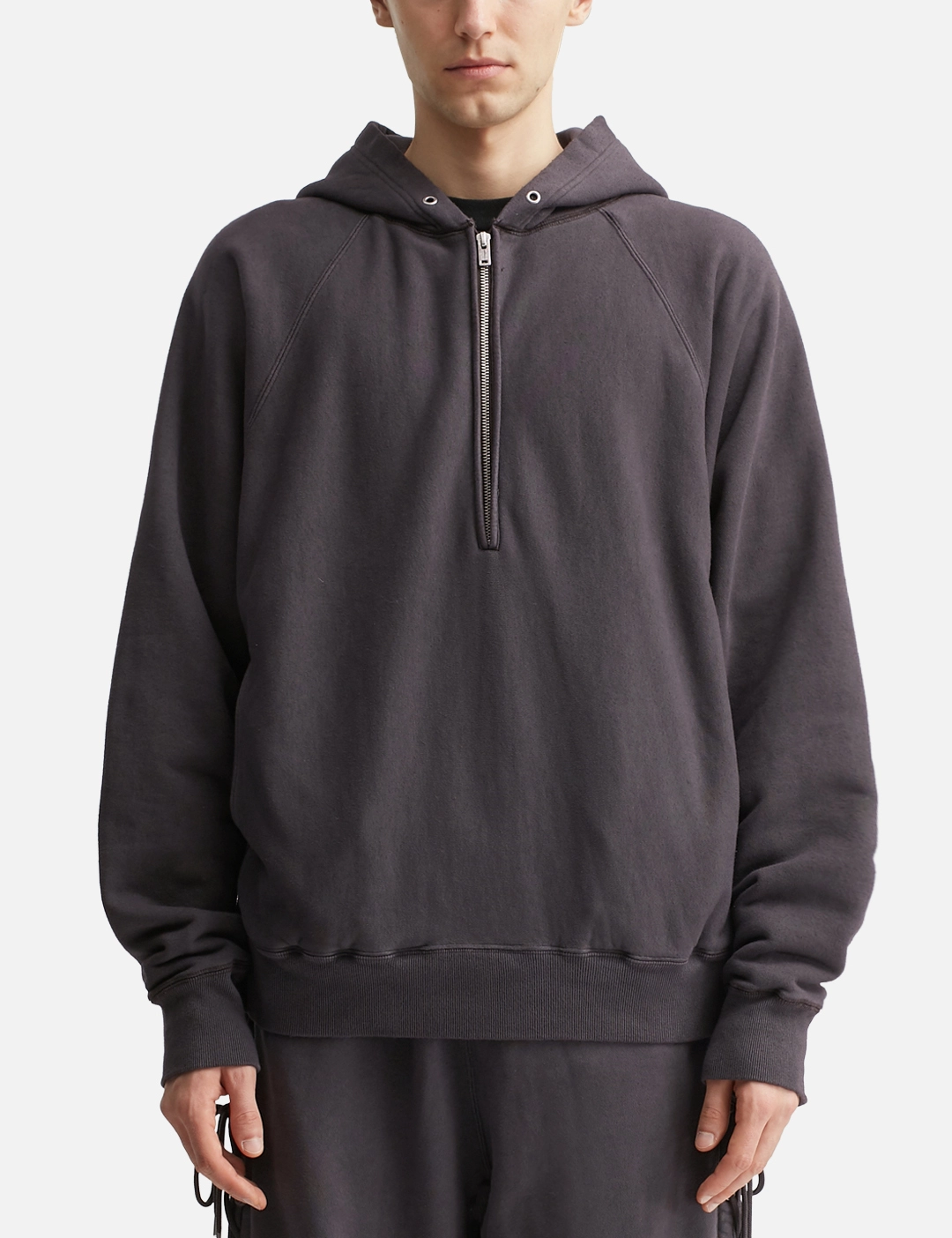 Sudadera con capucha y media cremallera morada, 100 % algodón, 380 g/m² 1