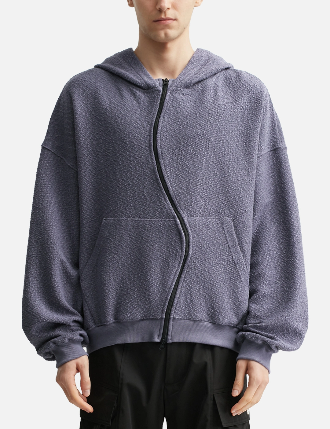380GSM Cotton Ghost Lilac Curved Zip-Up Hoodie 1