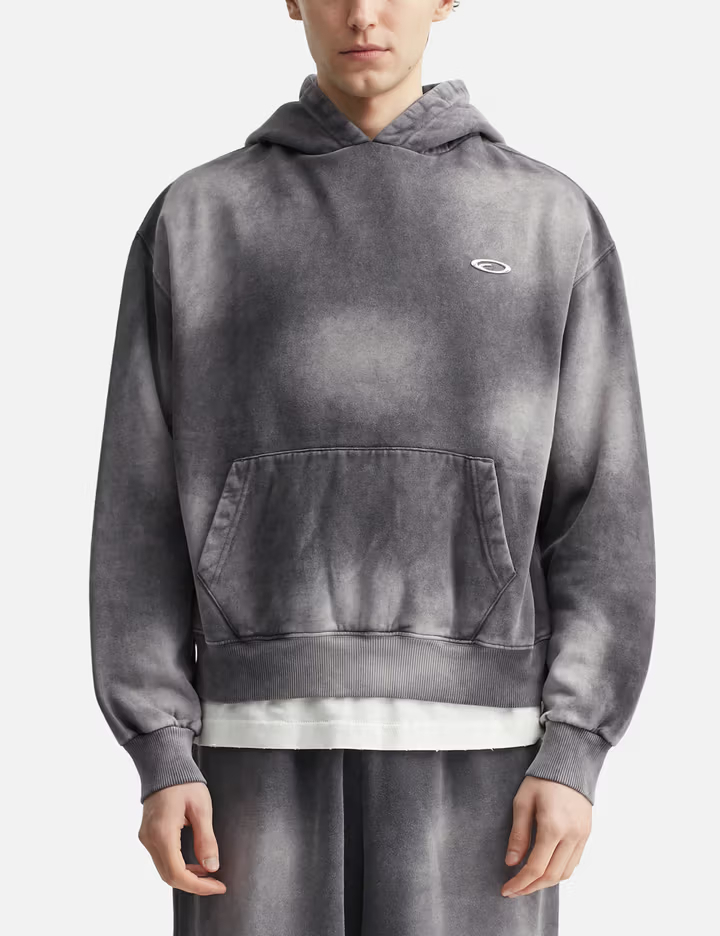 Schwarzer, kastenförmiger Hoodie aus French Terry (480 g/m²) im Vintage-Waschungsstil 1