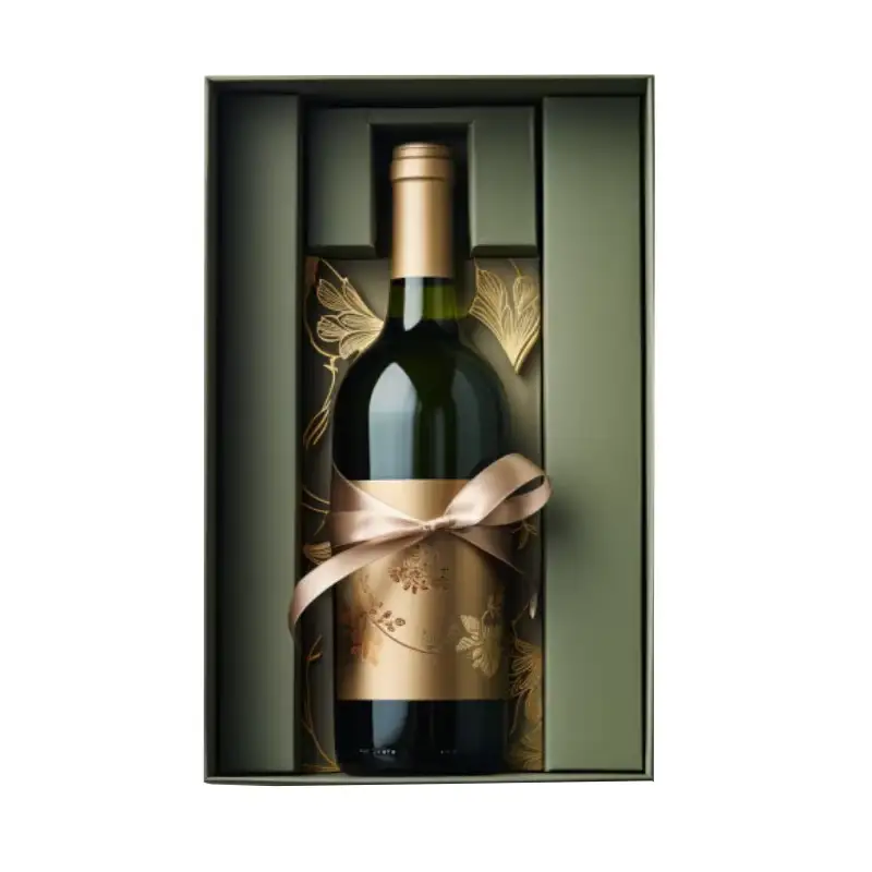 عبوة هدايا نبيذ فوار مربعة قابلة لإعادة التدوير قابلة للتخصيص، مع كيس ورقي وصندوق نبيذ قابل للتخصيص 1