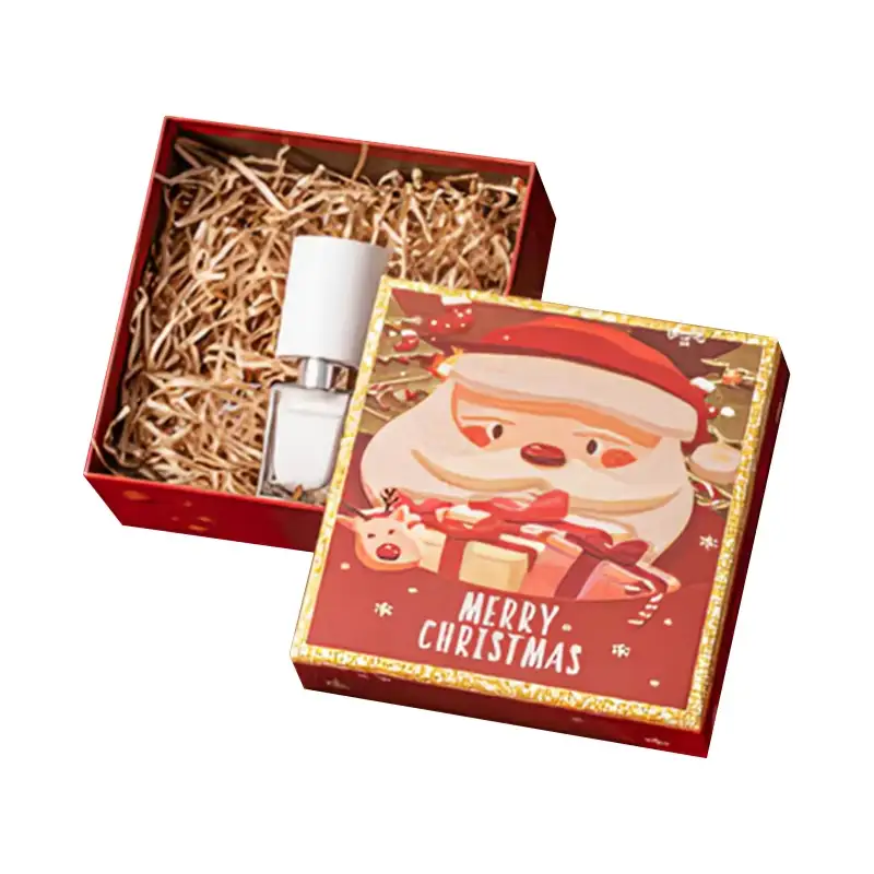 تصميم طباعة شخصي بنمط عيد الميلاد، توصيل سريع، ورق مقوى صلب قابل لإعادة التدوير، تغليف لامع، علبة مستحضرات تجميل ترويجية لعيد الميلاد 1