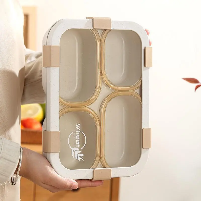 HongXing Cream Minimalist Compartment Lunch Box | Large Capacity Sealed Bento Set 1